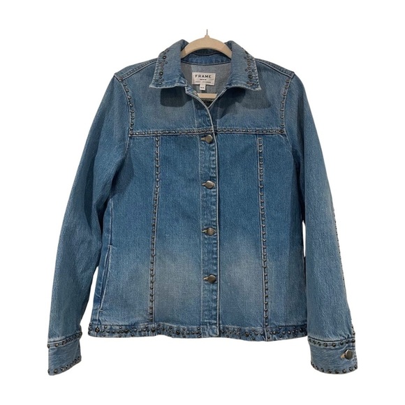 Frame Le Stuffed Motif Denim Button Down Jean Jacket Size M
